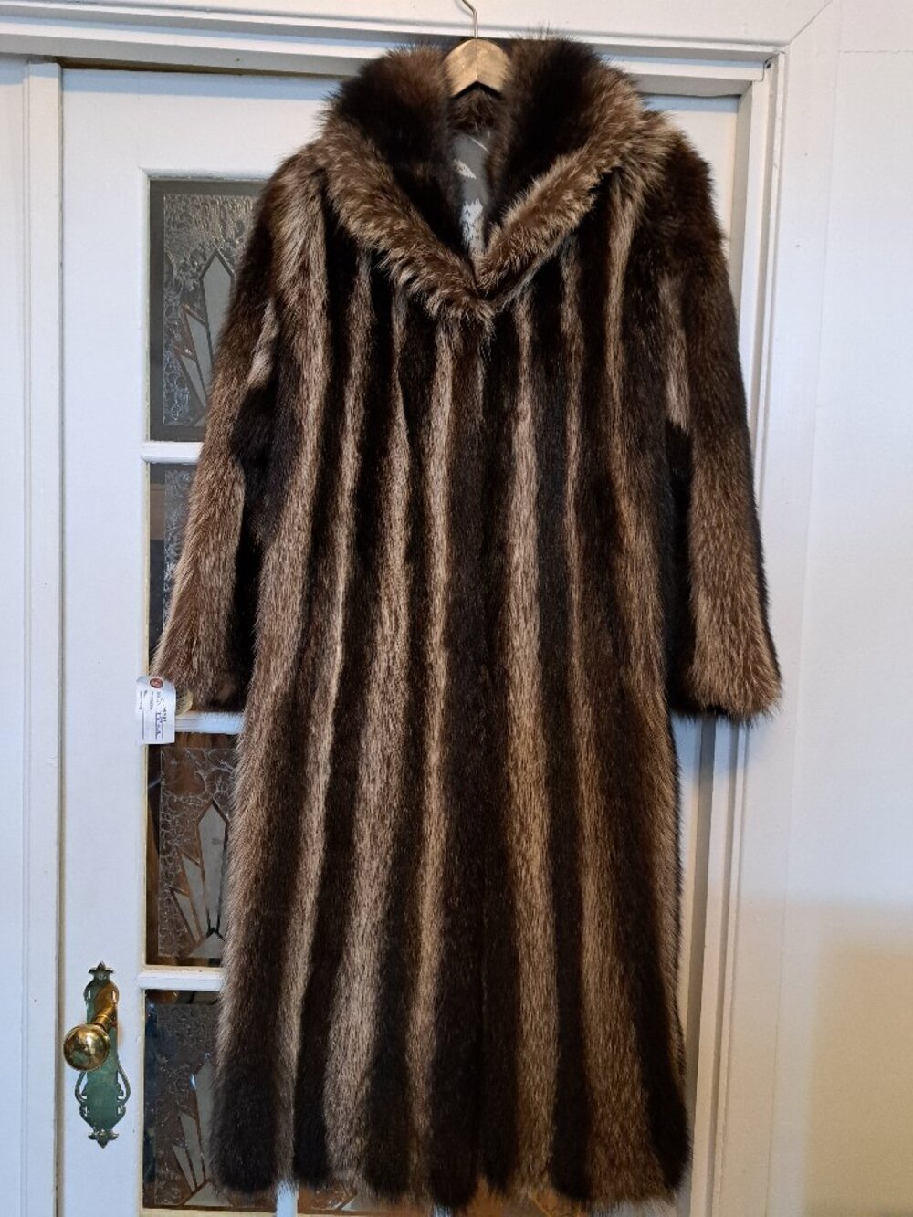Vintage Genuine Raccoon Fur Coat – Full Length – Natural Brown & Silver
